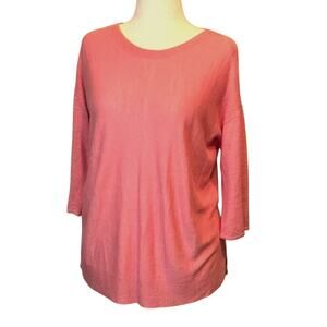J. Jill tunic sweater pink 3/4 sleeve linen blend scoop neck lightweight Sz M
